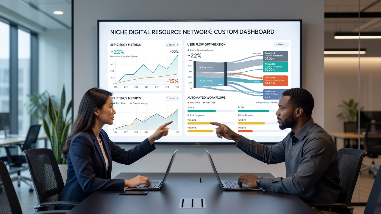 Analytics panel showing efficiency metrics from customized resource network dashboards